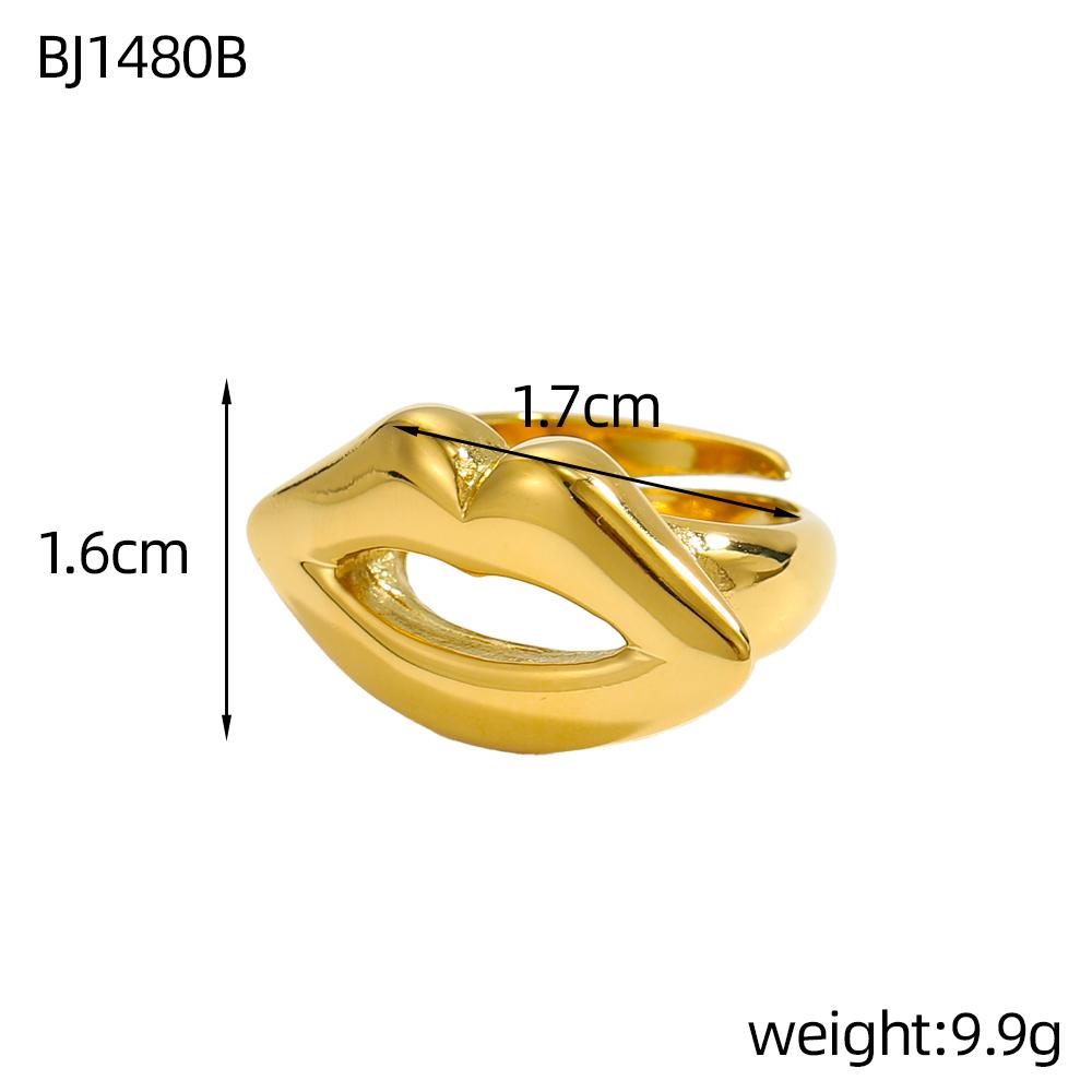 CARLIDANA New Chunky Rings Waterproof Non Tarnish Chunky Heart Stainless Steel Big Gold Plated Open Geometric Rings for Women