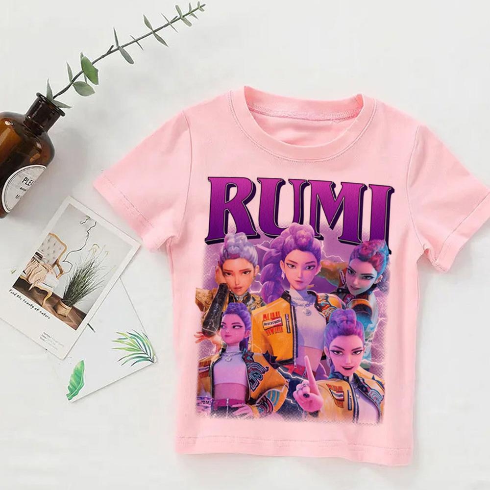 Baby Girl Boy Clothes KPop Demon Hunters 2026 Movie Fans Gift Summer T-shirt Tops Cartoon Print Cool Tshirt Kids Harajuku Top