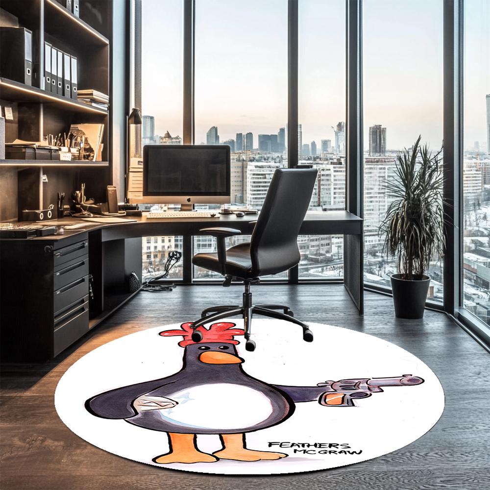 Feathers McGraw Printed Round Rug Carpet Chair Rug Area Rug Entryway Doormats,for Office Chair Living Room Bedroom Kitchen Room.