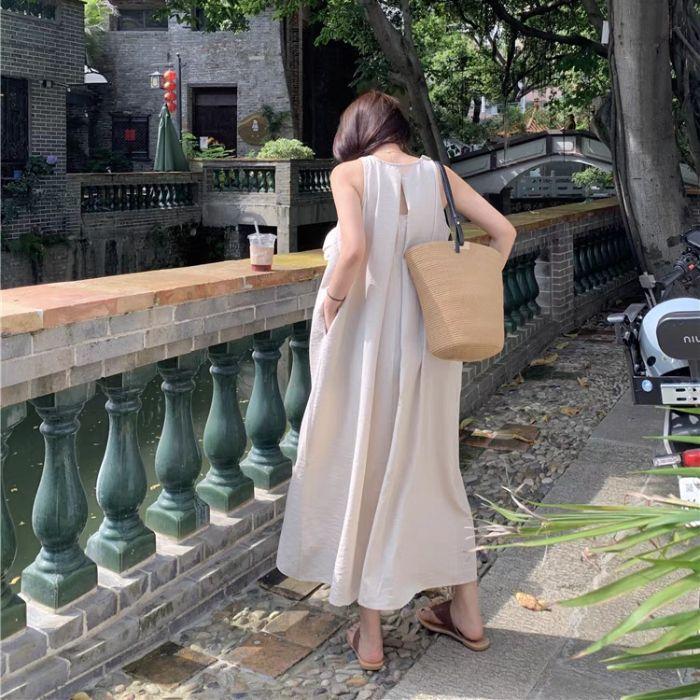 Suspender neck dress children summer Sanya seaside wear holiday beach skirt sense sleeveless vest skirt