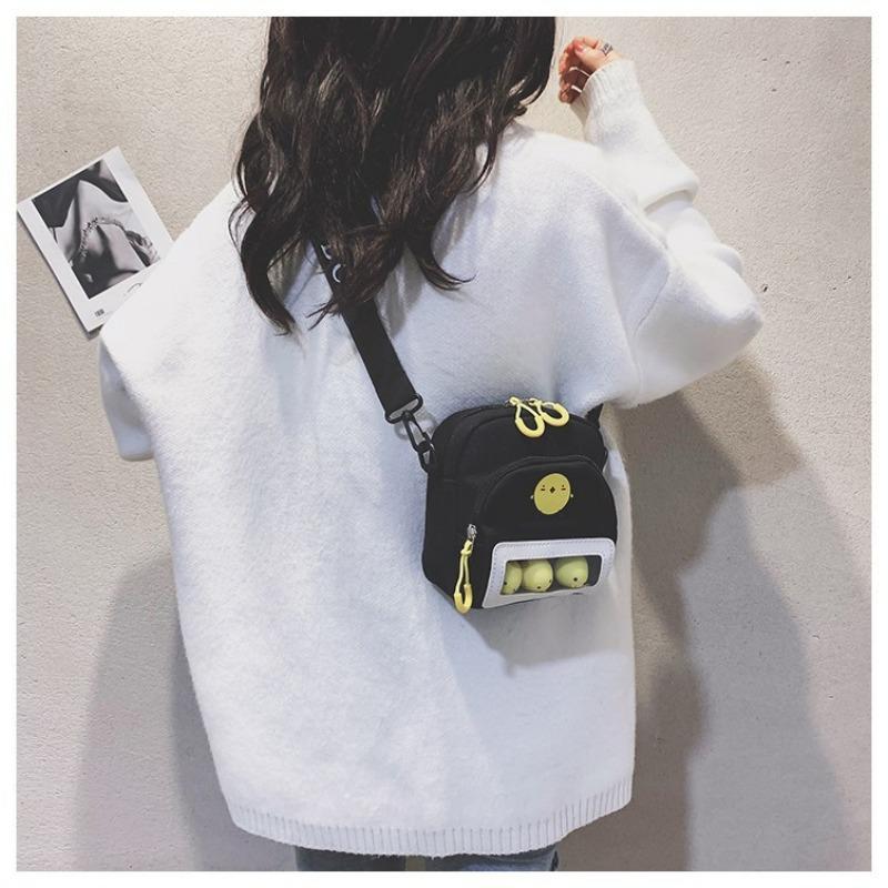 

Selfie chick bag doll cartoon cute children s eggs girl heart canvas bag, new чёрный