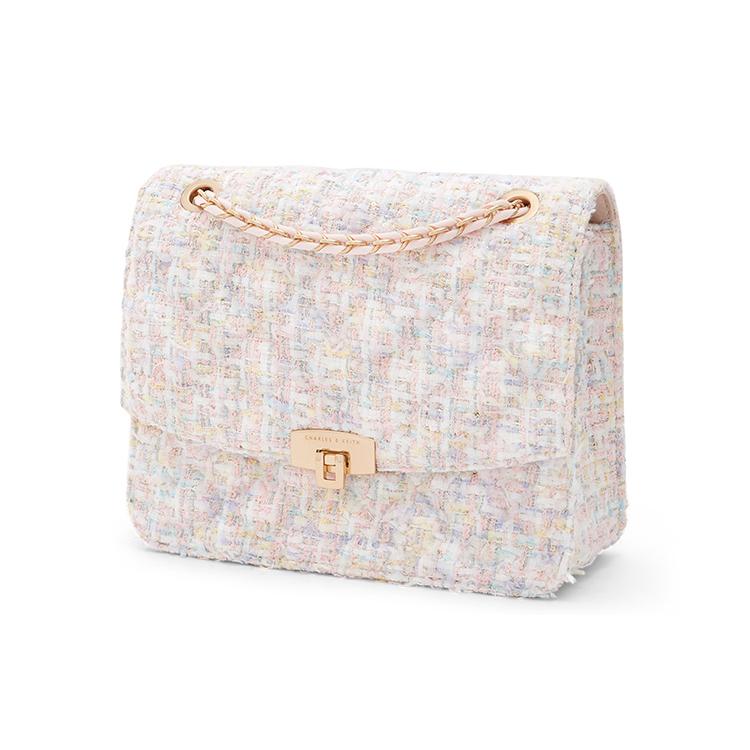 New CHARLES&KEITH Fabric Shoulder Bag Medium Size Women's Multicolor CK2-70781639