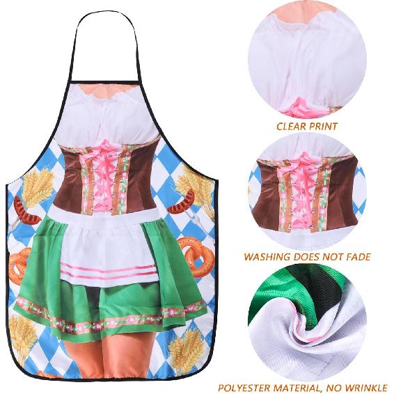 2 Pcs Oktoberfest Mardi Gras Apron Couples Cooking Aprons German Party Costume for Baking BBQ Chef Kitchen Gifts