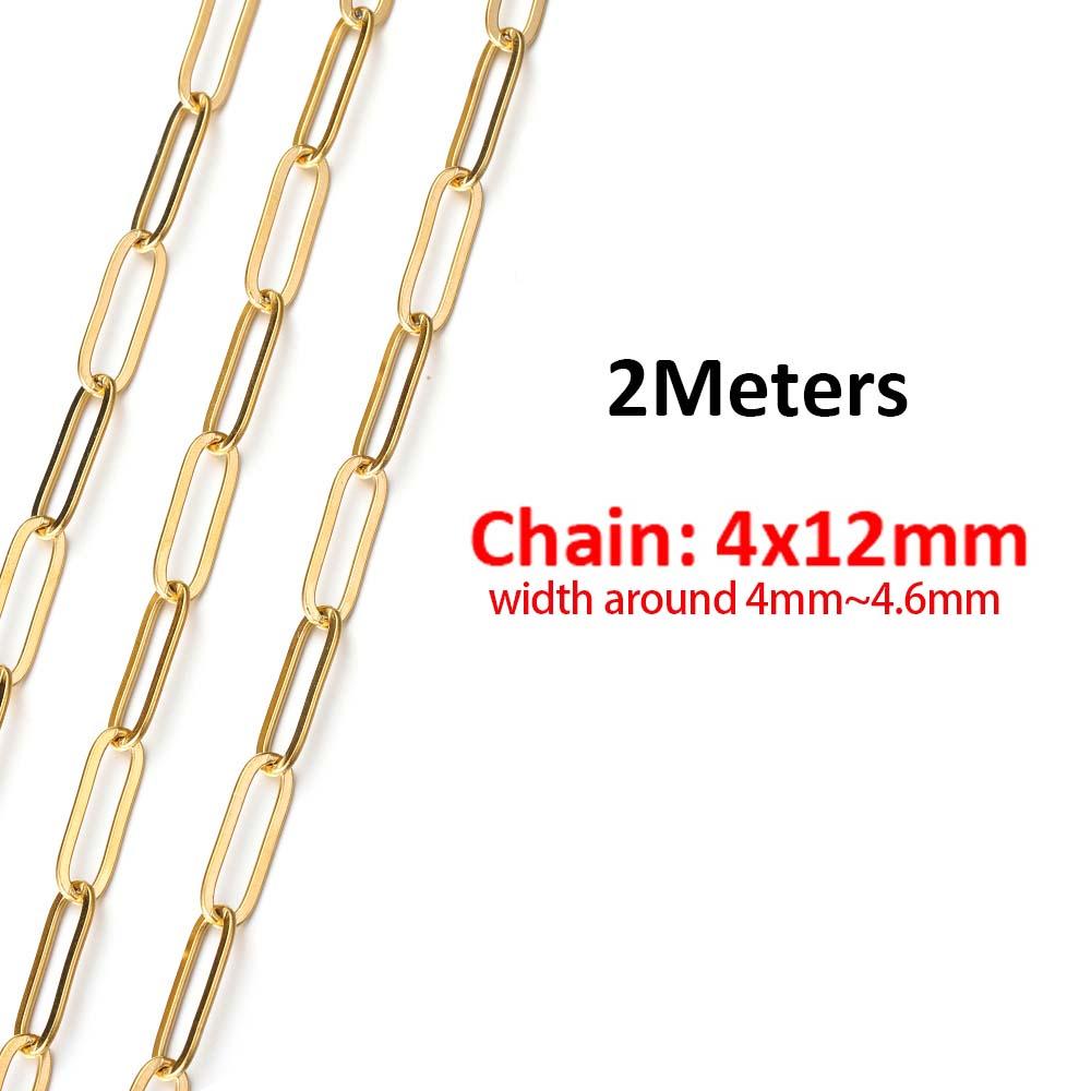 1Meter 1mm-7.5mm No Fade Gold Chain Stainless Steel Curb Chains for Jewelry Making DIY Bracelet Necklace Thick Chain Components