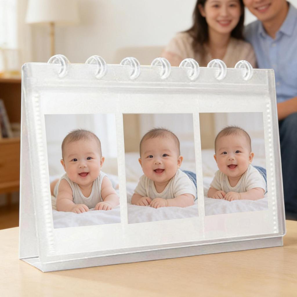 Photo storage calendar Desktop Coil Model Desk Calendar Mini Photo Album Display 60 Photos Desk Home Room Decoration