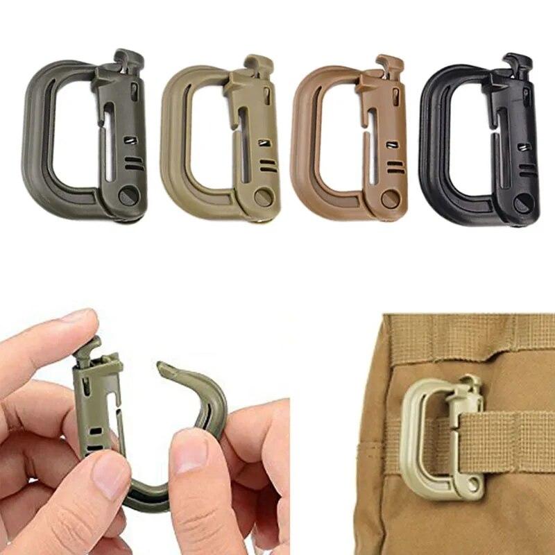 Outdoor GRIMLOC Molle Carabiner D Locking Ring Plastic Clip Snap Type Ring Buckle Carabiner Keychain ITW Fastener Bag Buckle
