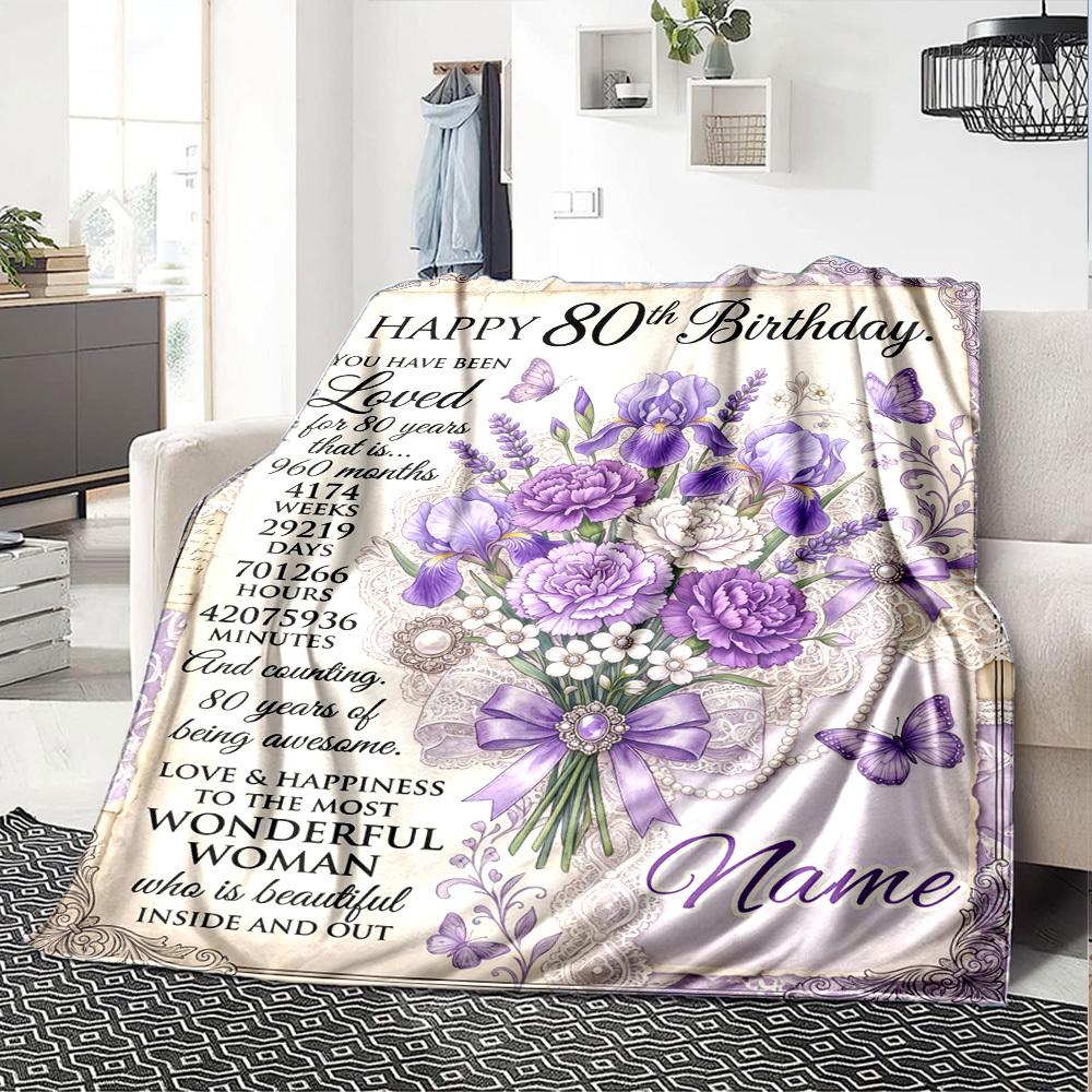 Happy 80Th Birthday Throw Blanket Soft Cozy Perfect For Sofa Couch Office Bed Picnics For All Occasions Cozy Home Lovers Unique Gift For Family And