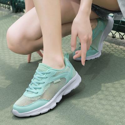 Summer Sports Shoes Mesh Hollowed Out Women's Casual Shoes Lace Up Versatile Women's Running Shoes