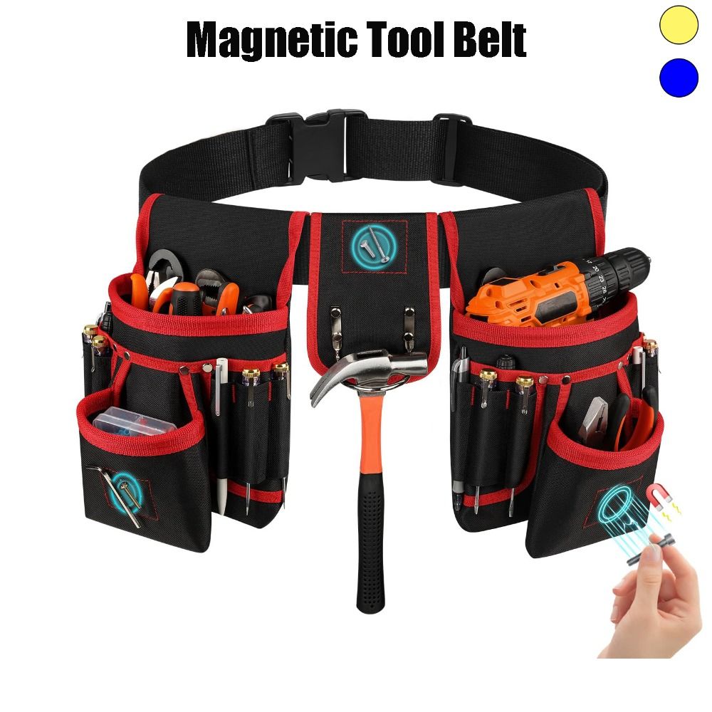 26 Pockets Magnetic Tool Belt Heavy Duty Oxford Fabric Magnet Holster Detachable Industrial Grade Tool Pouch Construction