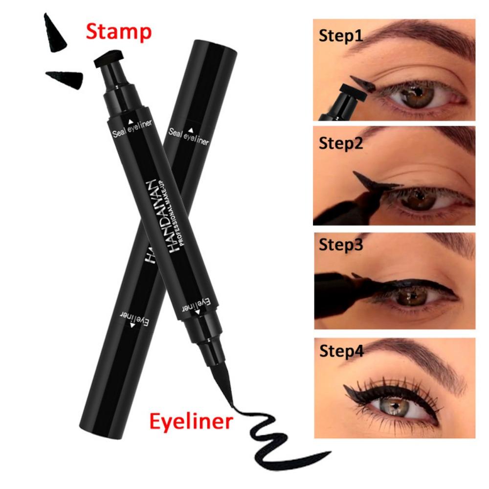 HANDAIYAN Eye Makeup 2 w 1 Czarny wodoodporny eyeliner z podwójną końcówką i trójkątnym uszczelnieniem