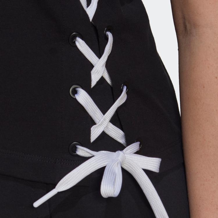 Adidas Originals Trefoil SS22 Logo Print Drawstring Short Sleeve T-Shirt Women Tops Black HS2599