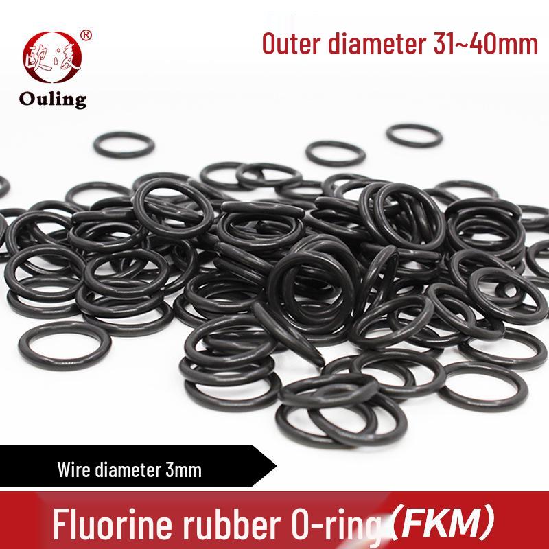

Black Fluororubber O-ring (OD: 31-40mm, Cross-section: 3mm) OD 31mm x 3mm (5 pcs) Black Fluororubber O-ring