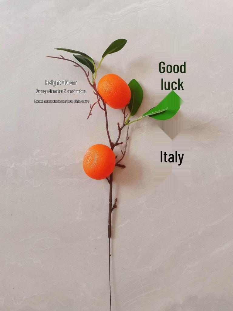 High-End Artificial Fruit Branch with Apples, Pomegranates, Oranges, Persimmons, and Lemons for Home Decor.