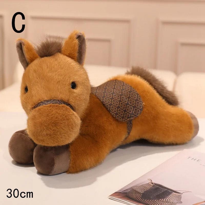 30cm Cartoon Horse Plushies Cute Pony Stuffed Toy Gray Brown Fine Horse Soft Doll Boy Girl Gift