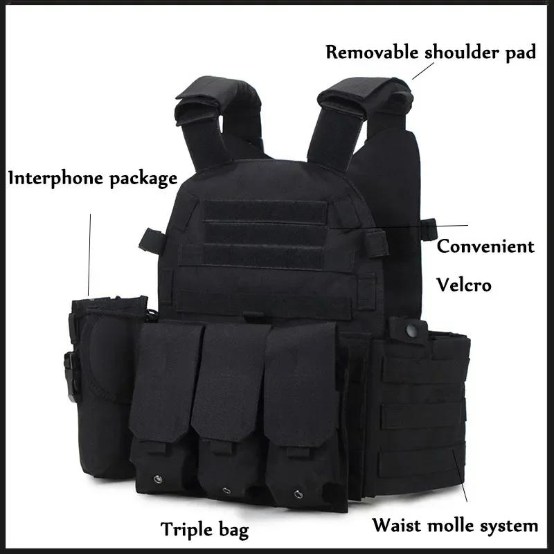 Military Tactical Vest with MOLLE Plate Carrier, Body Armor for  CS, Airsoft, Hunting, Wargame, Pouch Accessories, 6094