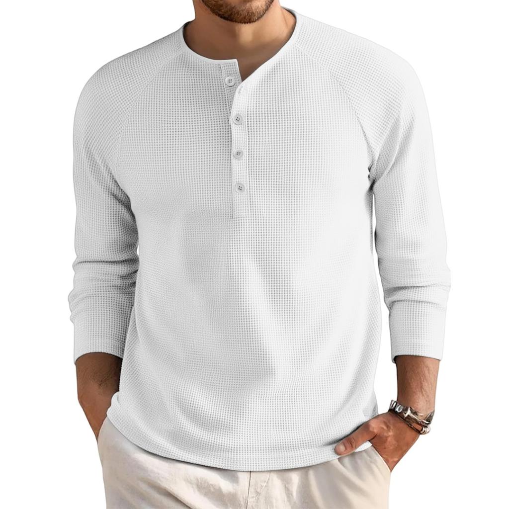 Men's Loose Casual Button Down Collar Long Sleeve Top