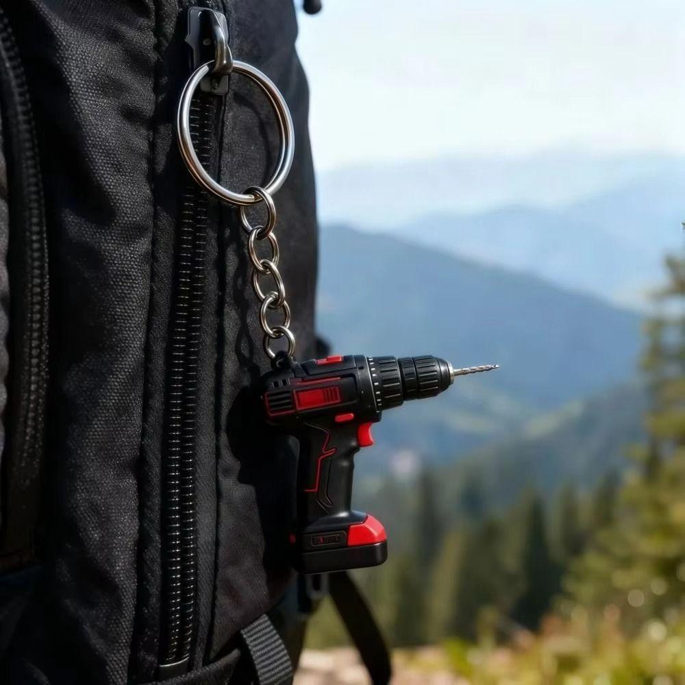 Cool Design Drill Key Ring PVC Handheld Drill Pendant Bag Pendant Drill-shaped Bag Pendant Gifts