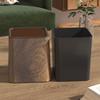 Wood Grain Desktop Trash Can with Lid Small Trash Bin Space-Saving Storage Container Desktop Accessories for Bedroom