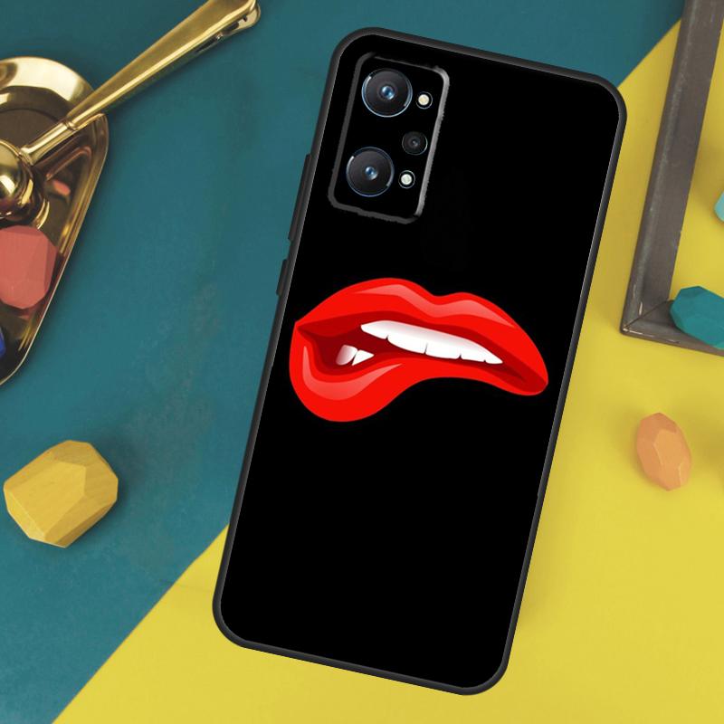 Kiss Me Lips Lipstick Case For Realme 10 11 12 13 14 Pro Plus GT 5 6 6T GT7 Pro C67 C61 C53 C51 C21Y C25S C55 C75