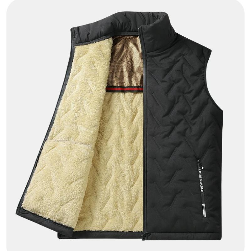 

Autumn Winter Windproof Vest Jacket Men s Casual Sleeveless Padded Coats Zipper Pockets Warm Fleece Thicken Waistcoat Men S