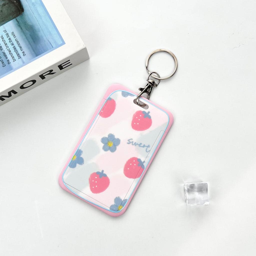 Ins Student Id Card Holder with Lanyard Slide Cover Transparent ABS School Card Cover Game Cards IC Card Protective Cover