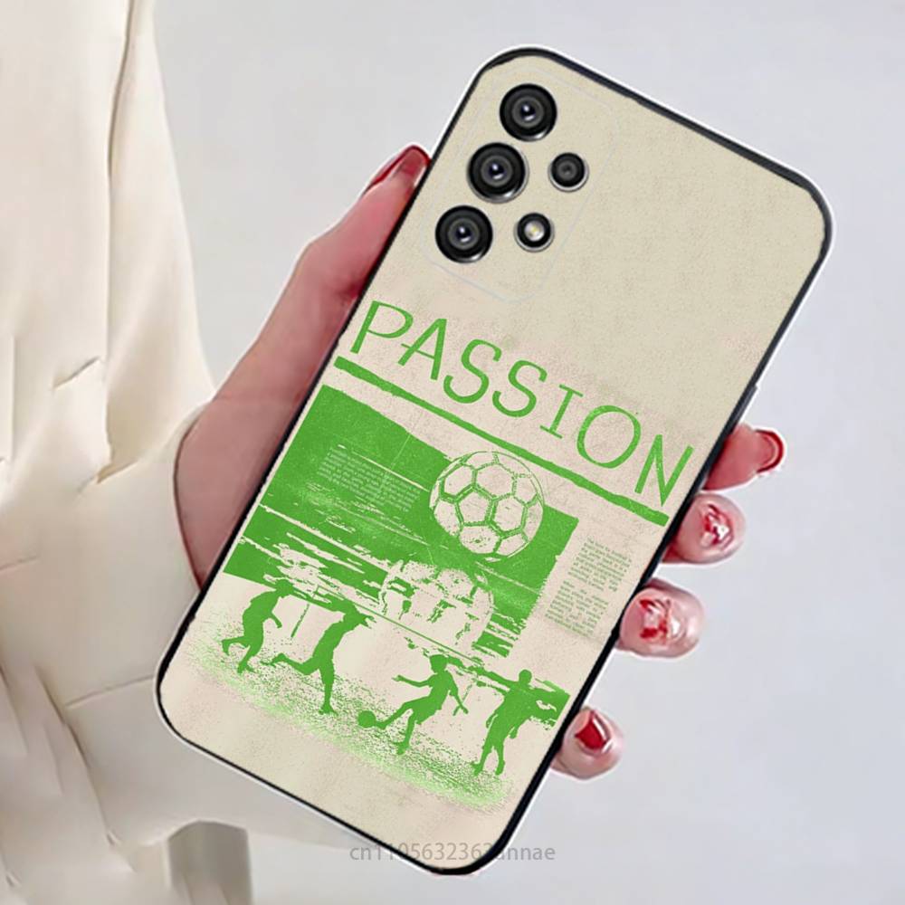 Fire Football Soccer ball  Phone Case For Samsung Galaxy A13,21s,22,31,32,52,53,71,80,A91 Soft Black Shell