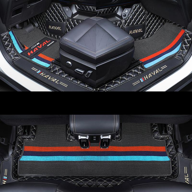 For GWM Haval Dargo 2022 2021 Car Floor Mats Double Layer PU Leather Foot Pad Interior Floorliner Auto Accessories For LHD