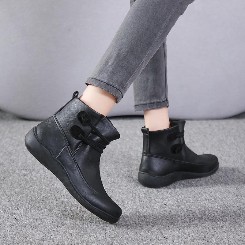 Wish2025 British Style Tooling Martin Boots Women's Large Size High-top Short Boots Women's Boots Spot