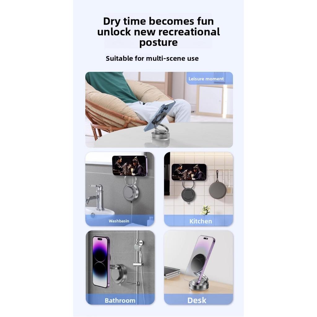 Magnetisk telefonholder for vakuum, Sammenleggbar og justerbar magnetisk telefonholder med enhåndsbetjening, 360° rotasjon Egnet for biler