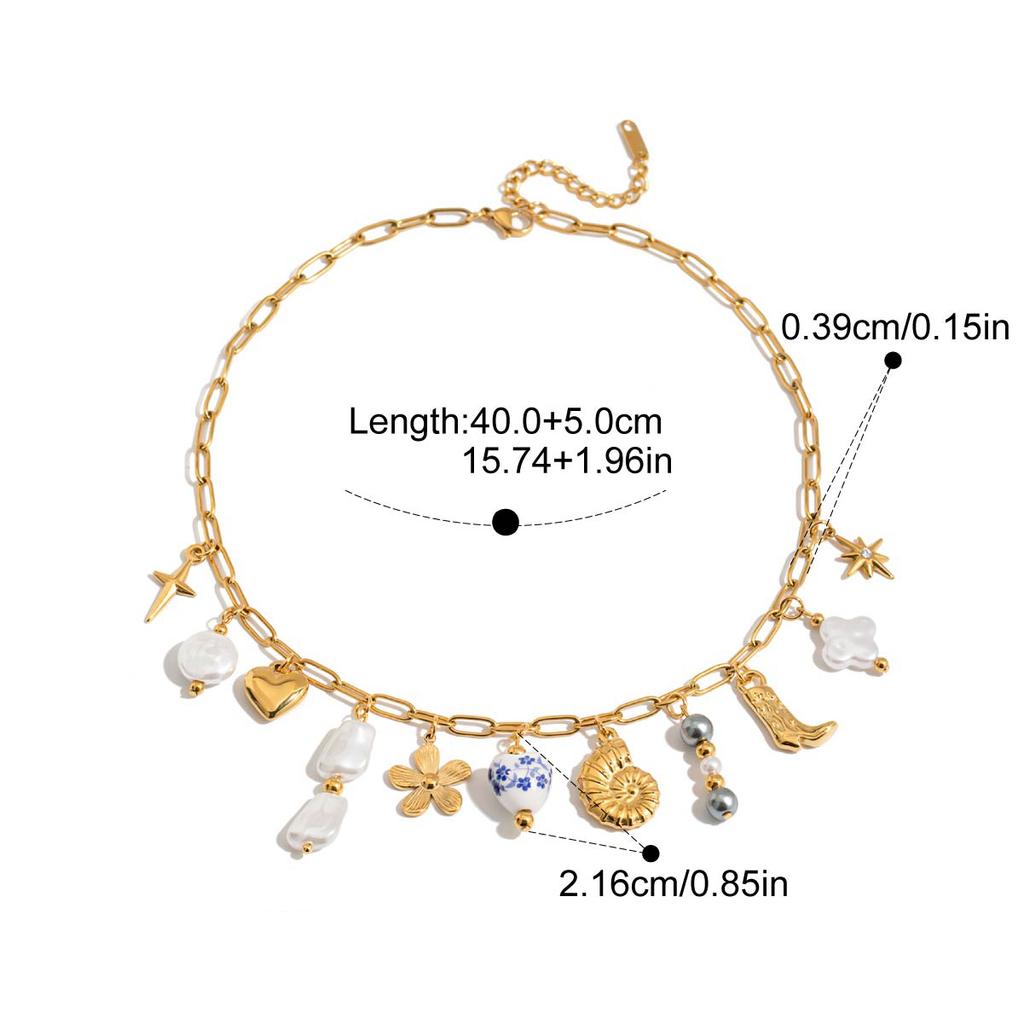 Yori Trendy Stainless Steel Charm Pendant Necklace Earrings Summer 18K Golden PVD Trendy Charm Set Jewelry Wholesale