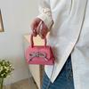 Stylish Mini Square Handbag For Women In Black And Rose Pink With Chain Shoulder Strap