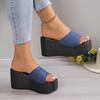 Sandalias de Verano para Mujer de Talla Grande con Suela Gruesa, Zapatos de Verano Sencillos para Mujer con Tacón de Cuña