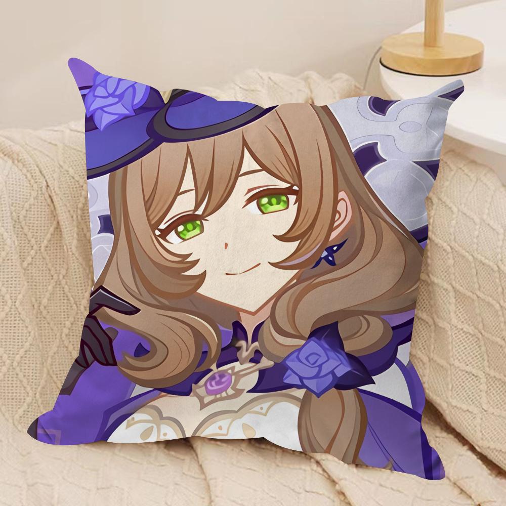 Lisa Cute Genshin Impact Cushion Cover Silky Short Plush Invisible Zipper Dustproof Sofa Pillow Case For Home Decor
