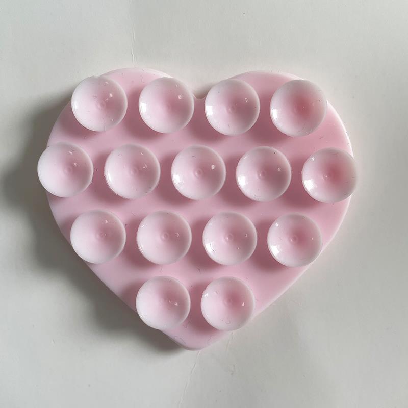 1pcs Heart Suction Cup Phone Mount Sticky Mobile Phone Stand Strong Grip Holder Silicone Double-Sided Phone Case for Selfies