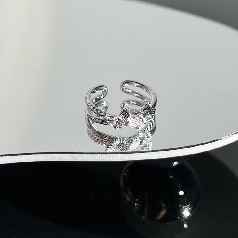 Collection retro Italian court style brushed hollow lace open ring women's fashion niche versatile ring