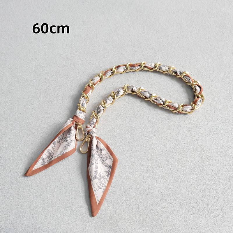 

Новий модний бренд жіноча сумочка аксесуар ланцюги знімний квітковий принт золото срібло металевий шовковий плечовий ремінь жінки DIY ланцюг сумка ручки 60CM коричневий