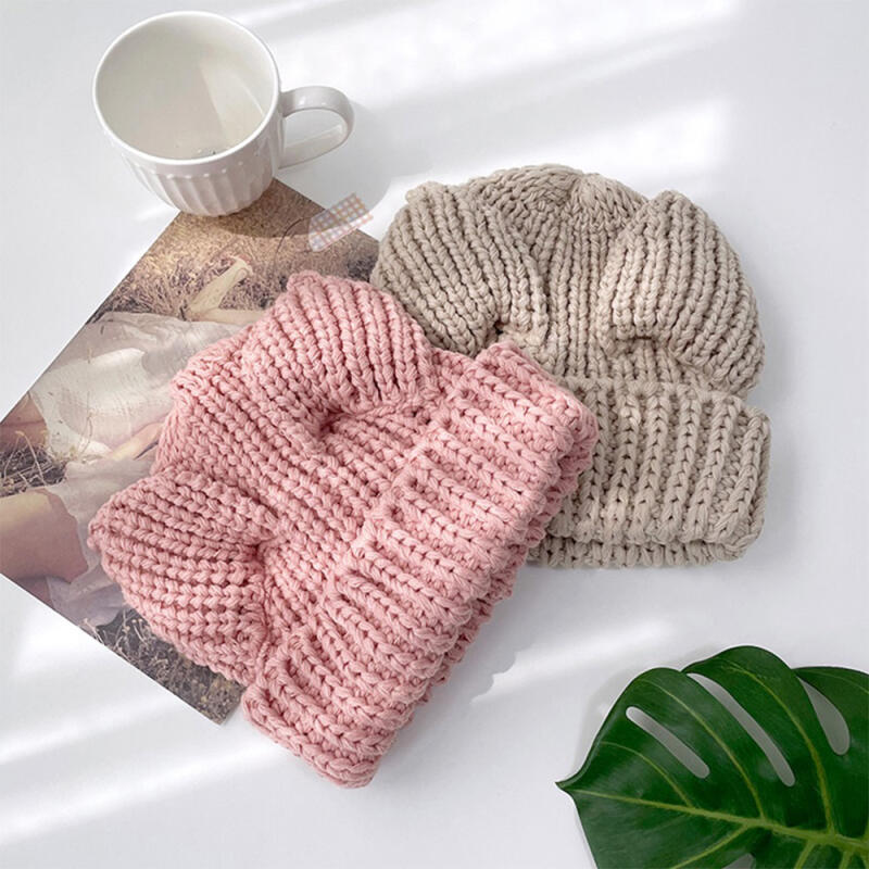 Women s Lovely Cat Ear Autumn Knit Hat C5595_Purple