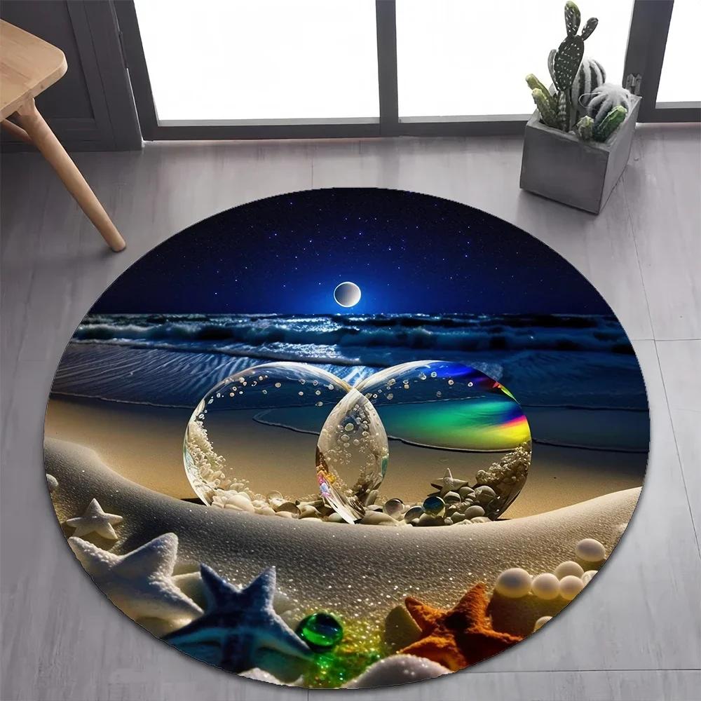 2025 New Style Colorful Rainbow Pebble Road Beach Stone Round Carpet Rug for Bedroom Living Room Decoration,pet Decor Floor Mat