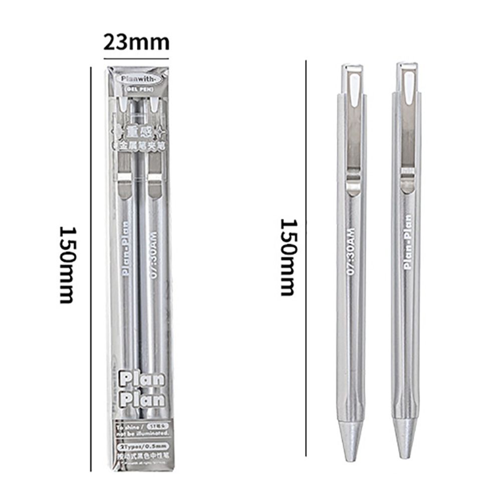2Pcs/Box Creative ST Tip Gel Pen Press Type 0.5mm Black Ink Ballpoint Pen School Office Supplies Neutral Pen