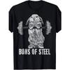 Rozmiary europejskie Męska Zabawna Koszulka Graficzna Królik Bunny Buns of Steel do Podnoszenia Ciężarów - Koszulka z Humorem na Siłownię