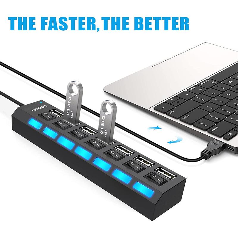 USB 2.0 HUB 4/7 Port Multiple Expander With ON/OFF Switch Multi USB Splitter Hub 4ports 7ports Adapter Computer Accessories