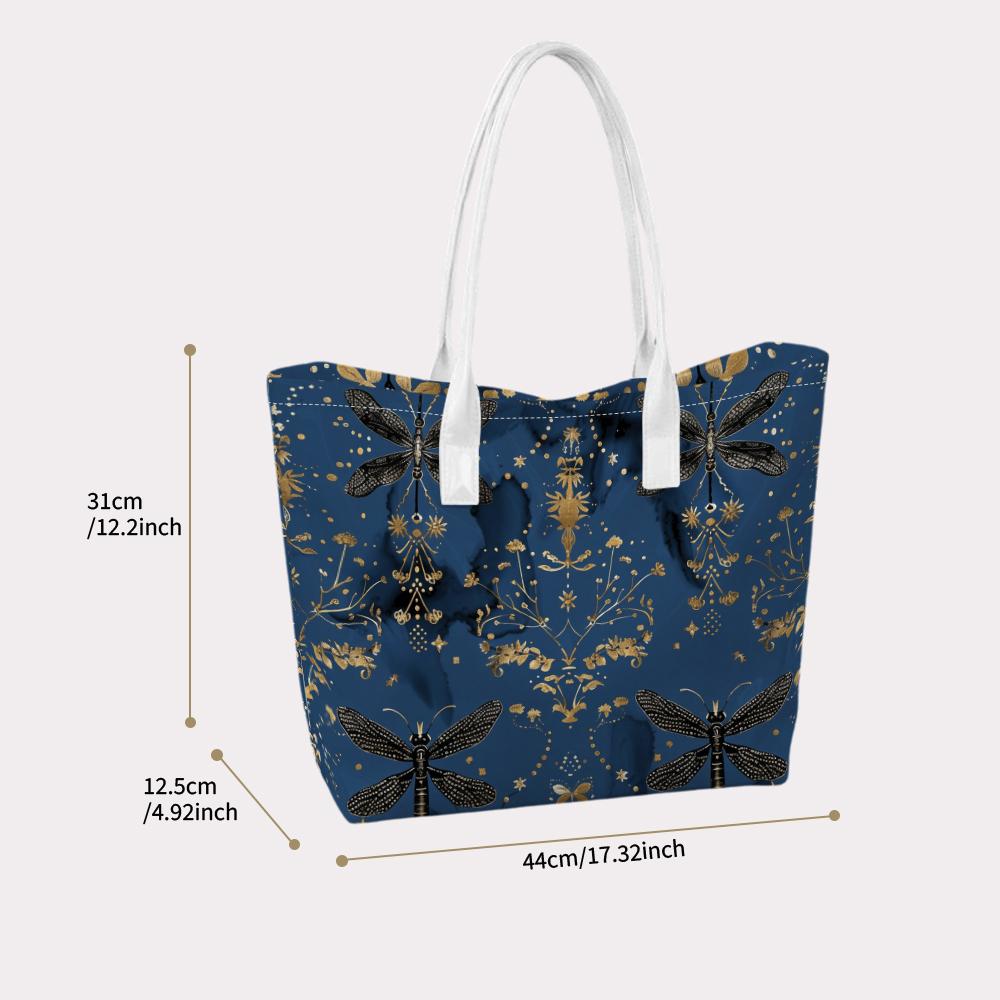 Elegant Dragonfly Pattern Tote Bag Fashion Casual Large Capacity Daily Top Handle Shoulder Bag