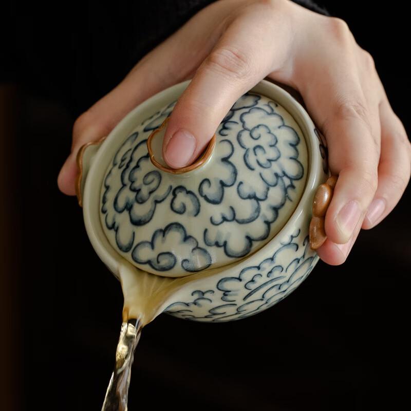 

Ru Kiln Auspicious Cloud Ceramic Tea Pot