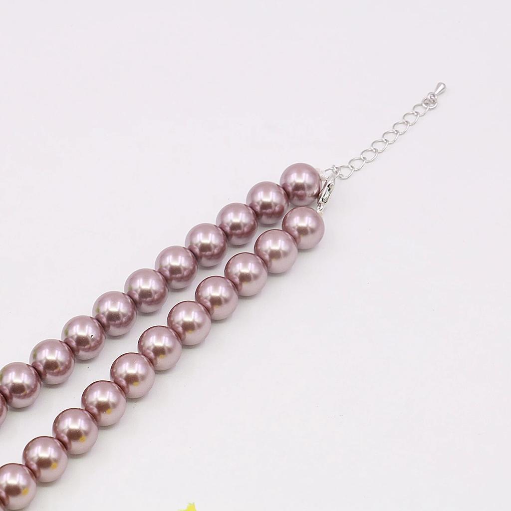 10mm Purple Shell Pearl Necklace Round Beads Neckchain,Chritmas Gifts for Women,18inch Women's Jewelry Making/Design
