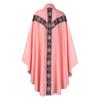 Church Pastor Celebrant Chasuble Priest Robe Gown Church Mass Vestment Robe with Stole and Crosses Necklace for Women Men