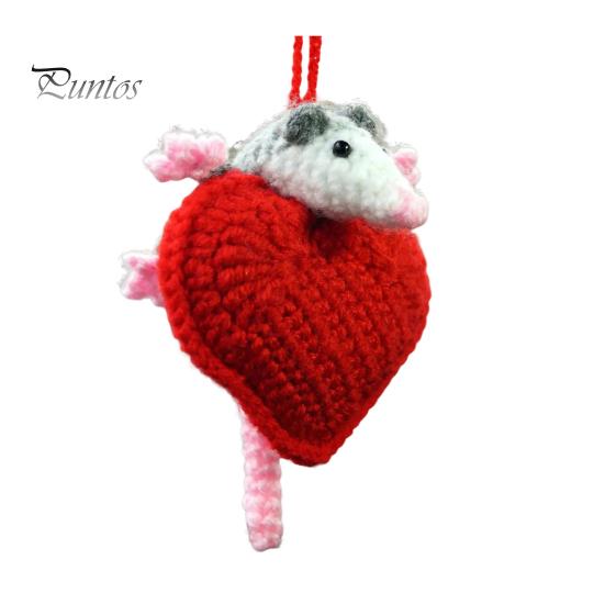 

Подвеска для автомобиля в виде опоссума, ручная работа, вязание крючком ко Дню святого Валентина, украшение в виде крысы, плетение, подвеска на приборную панель автомобиля, сумка, милый пушистый подарок для Mouse