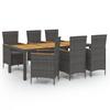 Vidaxl 7-Cz. Garden Furniture Set With Cushions, Pe Rattan, Grey