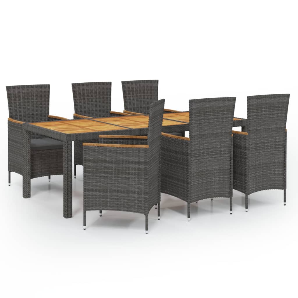 Vidaxl 7-Cz. Garden Furniture Set With Cushions, Pe Rattan, Grey