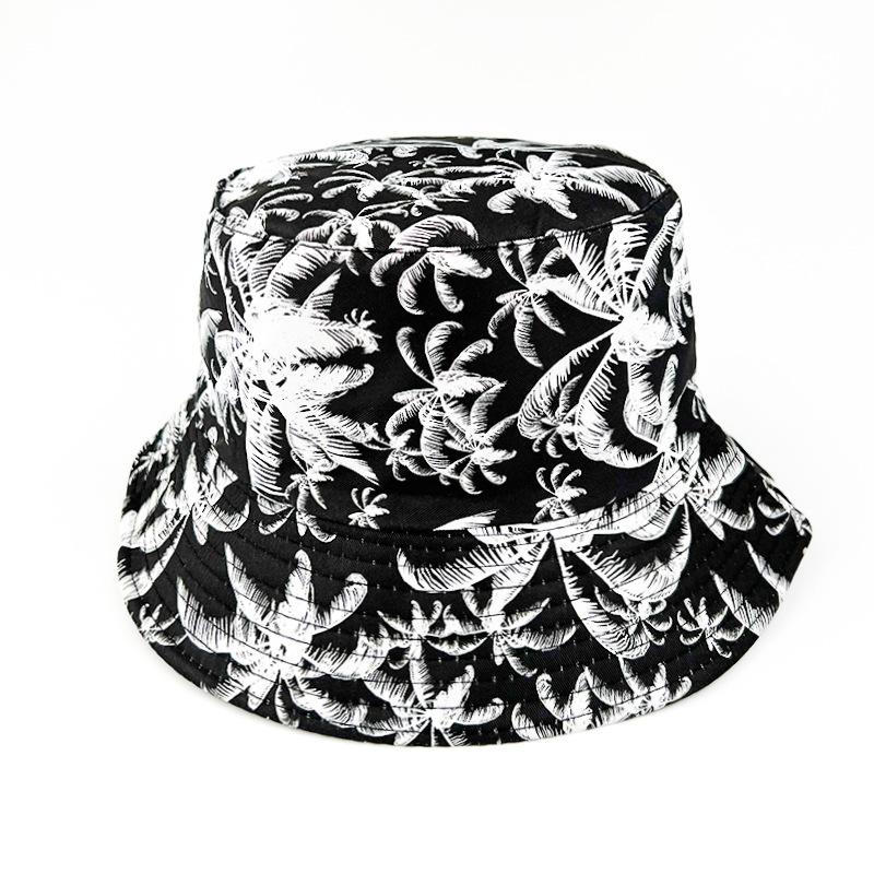 Tree Blackwhite Coconut Print Beach Hat Doublesided Fruit Sun Summer Protect