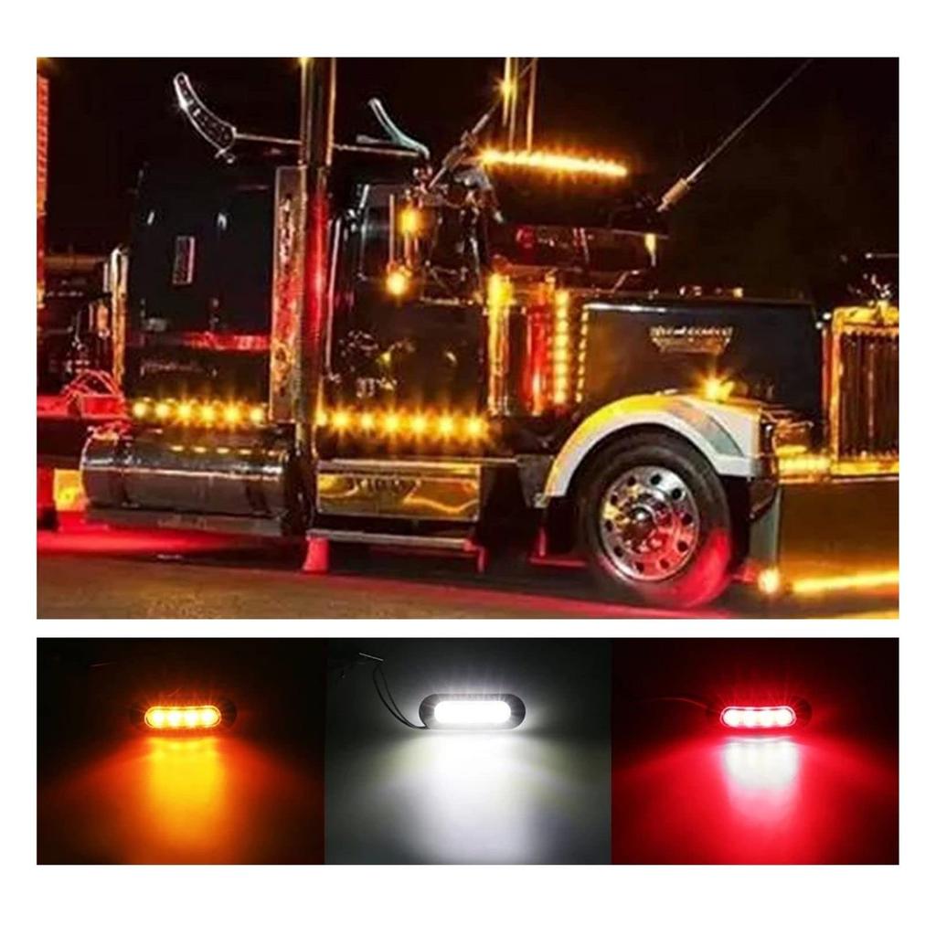 Marker Lamp, White LED -24V Truck Side Light Shoulder Light 6 Rows Luminous Plated